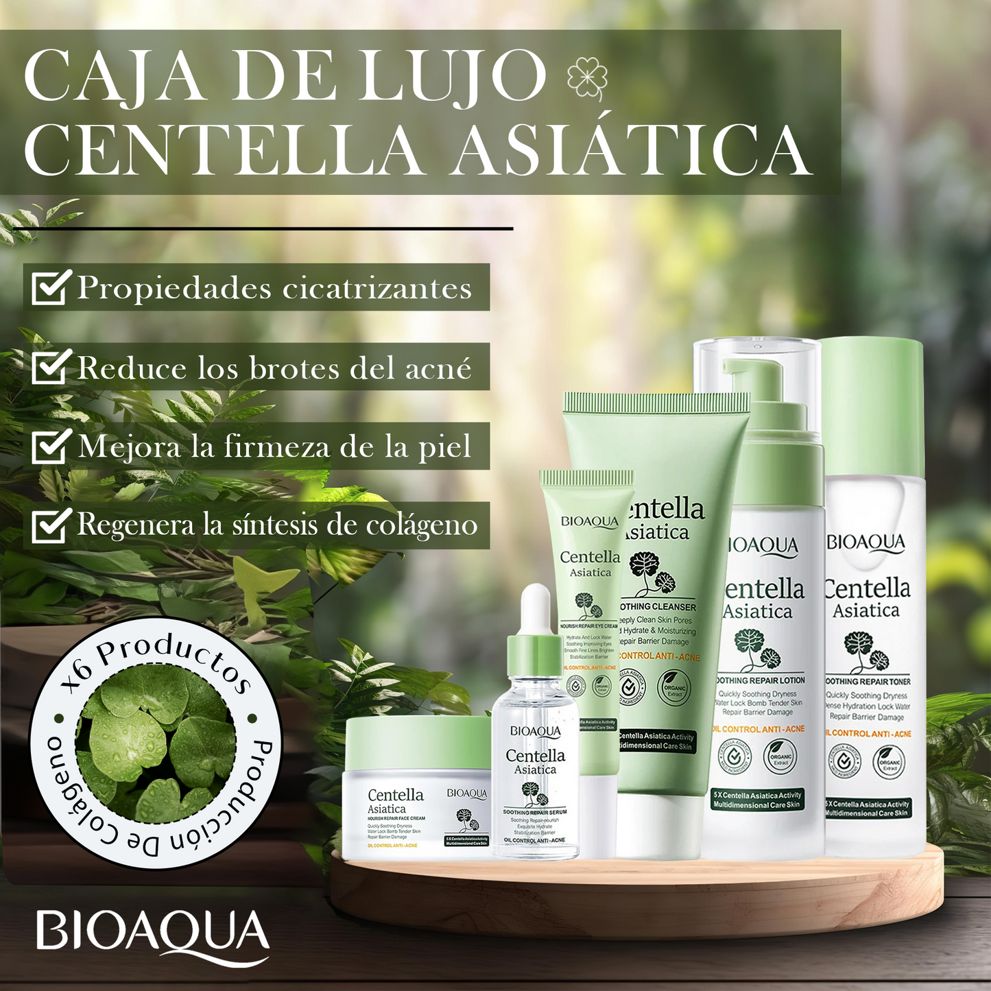 Combo Facial Centella Asiática Calmante ×6 productos Bioaqua