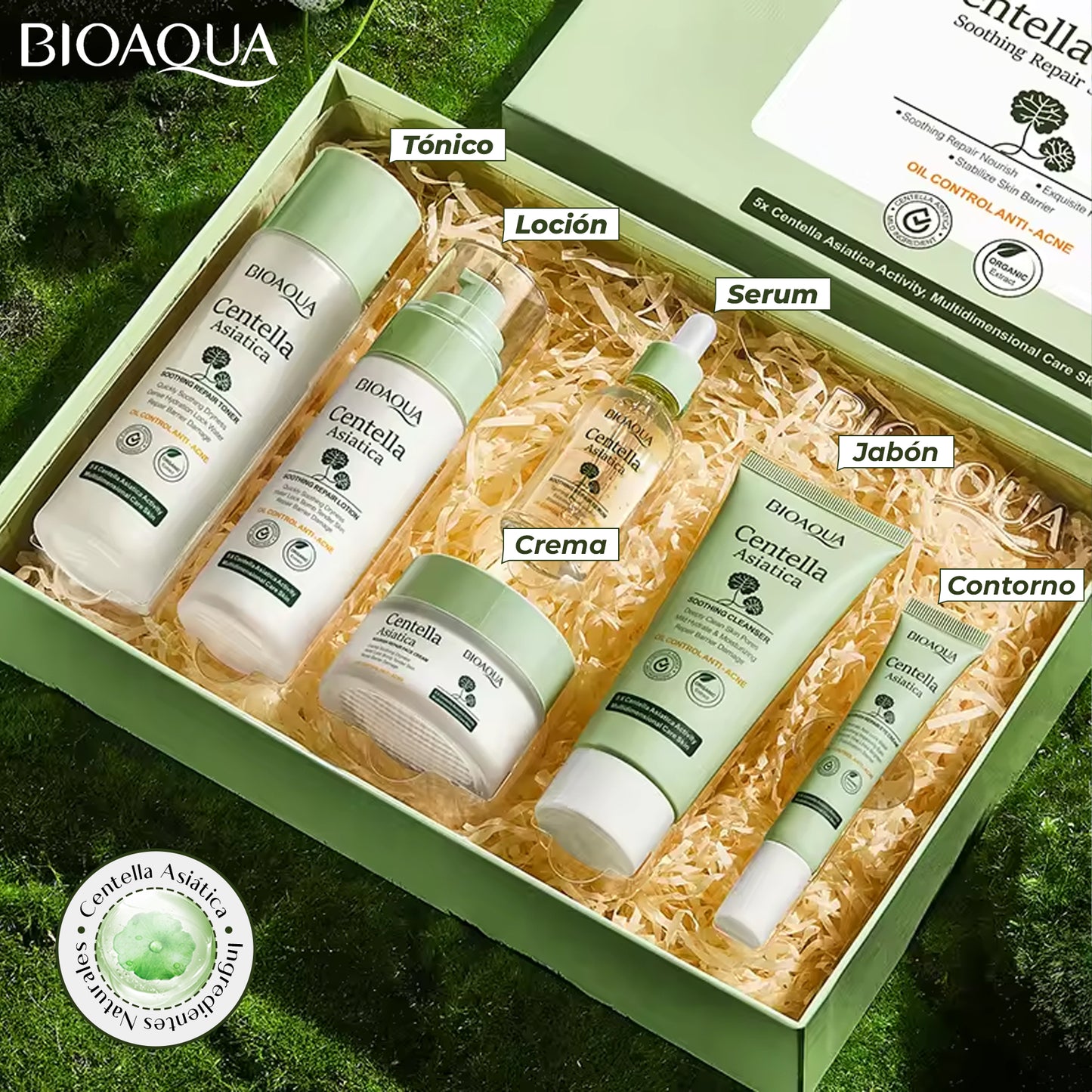 Combo Facial Centella Asiática Calmante ×6 productos Bioaqua