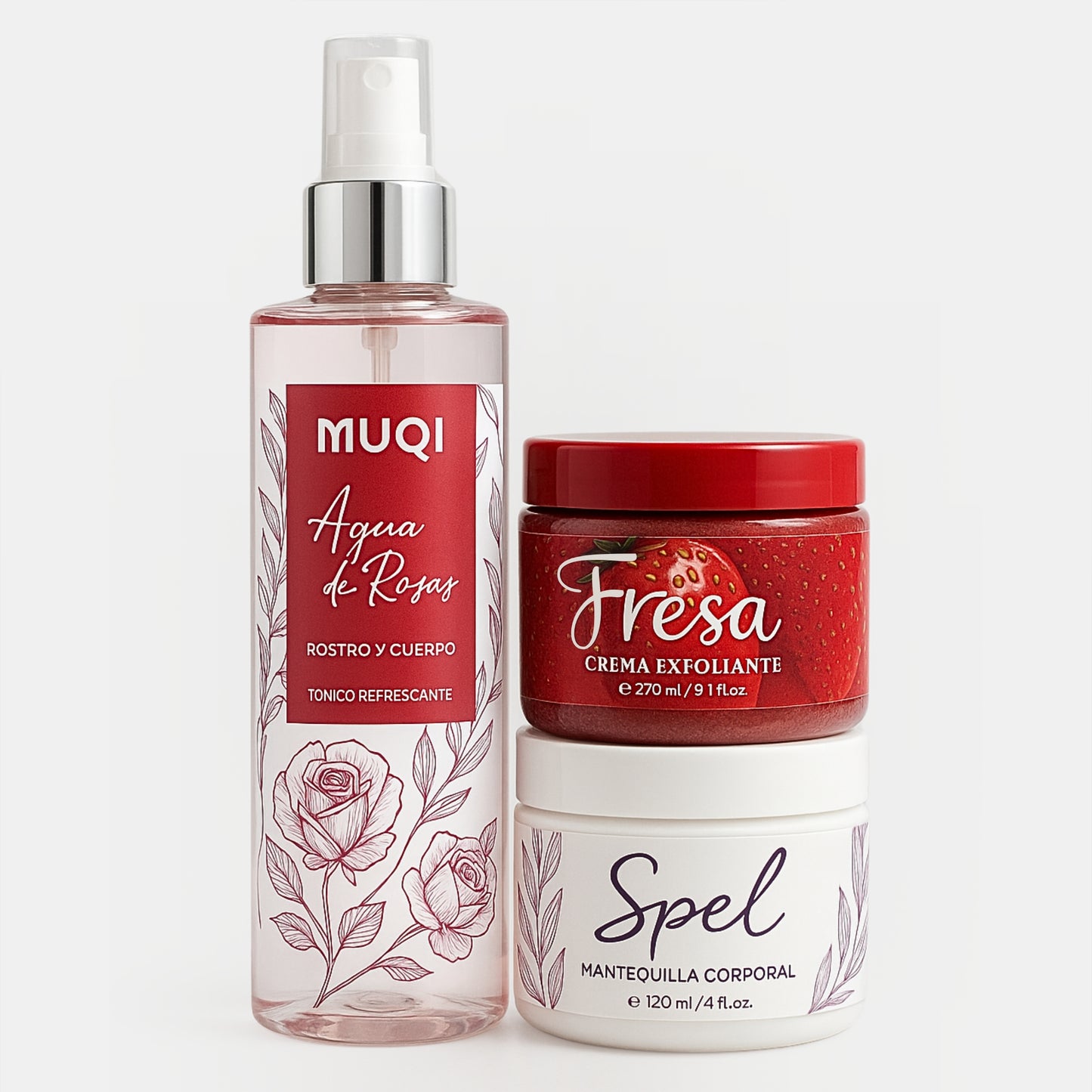 Combo Muqi Agua de Rosas + Exfoliante + Mantequilla Corporal 🌹
