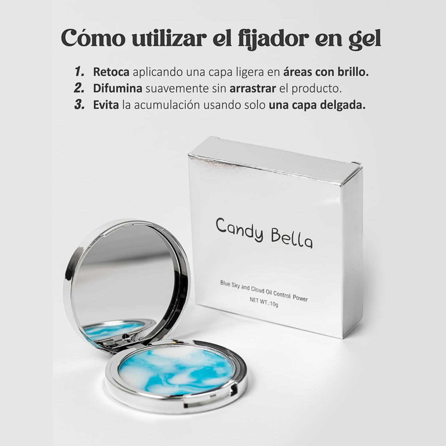 Gel prensado Matificador para el Control de Brillo y Grasa Facial Candy Bella